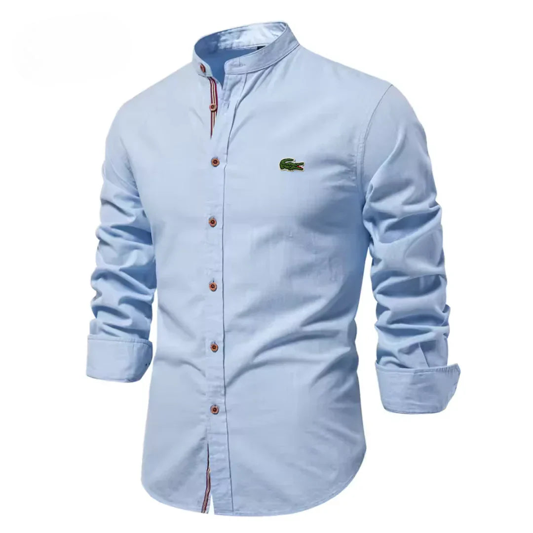 Chemise en coton et lin pour homme avec broderie